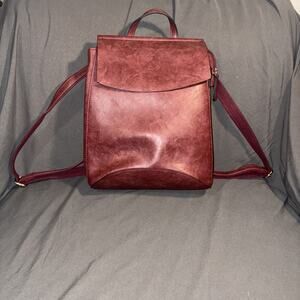 Convertible backpack and shoulder Maroon/Burgundy Vegan Leather